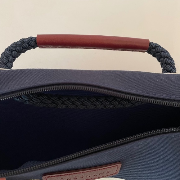 NEW Longchamp Canvas Clutch "Club" Blue- Made in France- Hand Bag - Picture 10 of 12